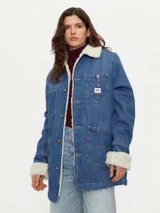 Lee Kurtka jeansowa Chore 112355111 Niebieski Relaxed Fit. Niebieskie kurtki Lee, xs, bez wzorów, z bawełny, bez kaptura. Za 419,99 zł.