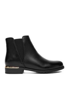 JENNY Botki CEO-JAIMI H10816-1A Czarny. Czarne botki Jenny, bez wzorów, z materiału, bez obcasa, na płaskiej podeszwie, bez zapięcia. Za 139,99 zł.