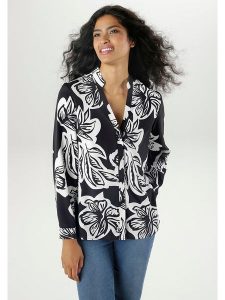 Aniston Bluzka w kolorze czarno-białym rozmiar: 46. Białe bluzki Aniston, bez wzorów, bez kołnierzyka, bez ramiączek. Za 74,45 zł.