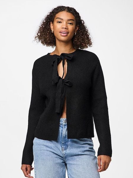 Pieces Kardigan "Pcsilly" w kolorze czarnym rozmiar: S. Czarne kardigany Pieces, ze splotem. Za 101,23 zł.