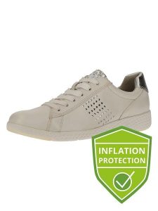 Marco Tozzi Skórzane sneakersy w kolorze srebrno-beżowym rozmiar: 40. Białe trampki Marco Tozzi, bez wzorów, bez zapięcia. Za 117,73 zł.