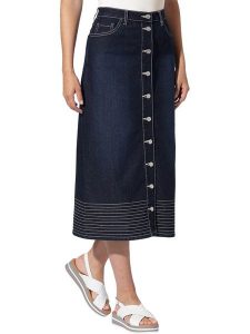 Heine Spódnica dżinsowa w kolorze granatowym rozmiar: 38. Niebieskie spódnice Heine, bez wzorów, klasyczne, midi. Za 126,99 zł.