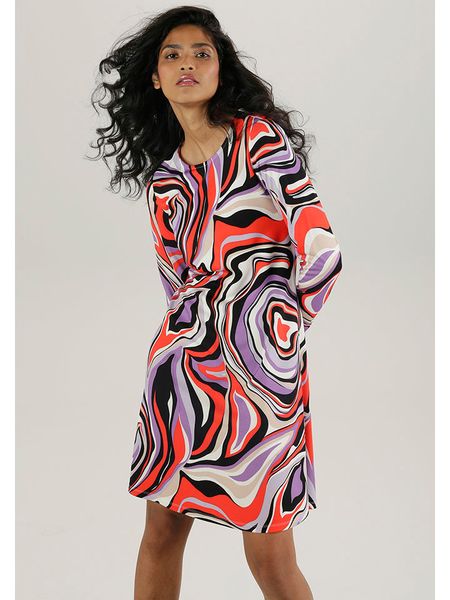 Aniston Sukienka w kolorze lawendowo-czerwono-czarnym rozmiar: 42. Różowe sukienki Aniston, na co dzień, bez wzorów, bez kołnierzyka, bez ramiączek, mini, proste. Za 69,91 zł.