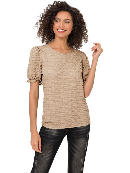 Heine Koszulka w kolorze beżowym rozmiar: 46. Brązowe bluzki Heine, bez wzorów, bez kołnierzyka, bez ramiączek. Za 43,99 zł.