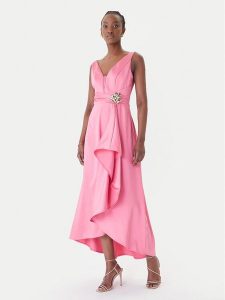 Rinascimento Sukienka koktajlowa CFC0127853003 Różowy jasny Slim Fit. Czerwone sukienki Rinascimento, xs, bez wzorów, z syntetyku, wizytowe, bez kołnierzyka, bez ramiączek. Za 649,99 zł.