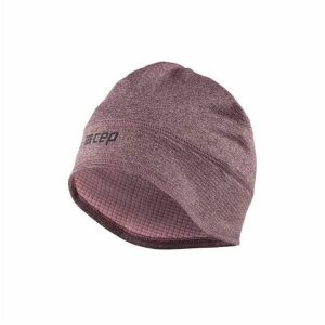 Czapka zimowa unisex odblaskowa termoaktywna z otworem na kucyk do biegania CEP. Fioletowe czapki CEP, bez wzorów, z elastanu, sportowe. Za 79,00 zł.