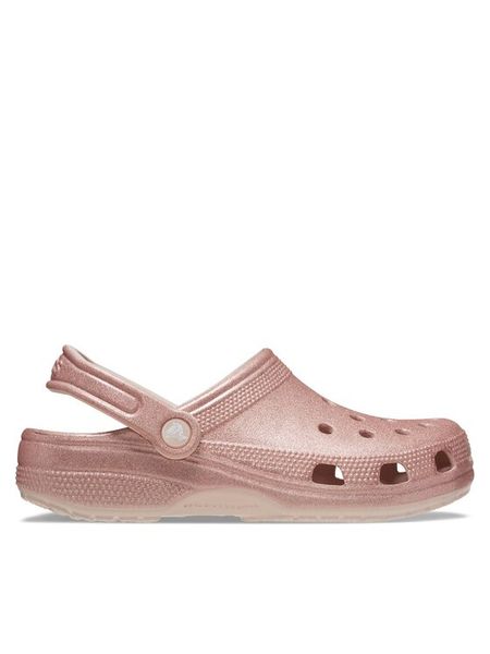 Crocs Klapki Classic Glitter Clog Quartz 205942 Różowy. Czerwone klapki Crocs, bez wzorów, z tworzywa sztucznego, bez obcasa. Za 169,99 zł.