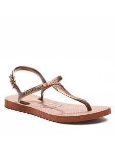 Havaianas Sandały 41447561976 Złoty. Żółte sandały Havaianas, bez wzorów, z syntetyku, bez obcasa, na płaskiej podeszwie, bez zapięcia. Za 59,99 zł.
