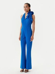 Morgan Kombinezon 251-PBLOO.F Niebieski Slim Fit. Niebieskie kombinezony Morgan, bez wzorów, z syntetyku, bez kołnierzyka, bez ramiączek. Za 409,99 zł.