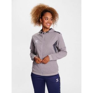 Bluza damska sportowa Hummel Authentic Poly Zip Hoodie Woman. Szare bluzy Hummel, s, bez wzorów, z kapturem. Za 200,00 zł.