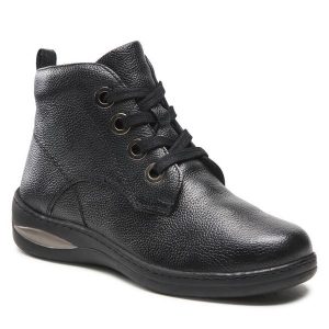 Trzewiki Go Soft. Czarne botki Go Soft, bez wzorów, bez obcasa, na płaskiej podeszwie, bez zapięcia. Za 136,99 zł.