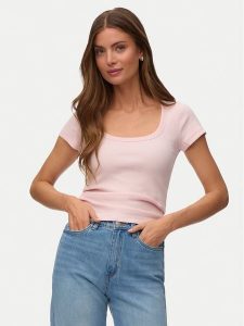 Vero Moda T-Shirt Chloe 10344953 Różowy Regular Fit. Czerwone t-shirty Vero Moda, xl, bez wzorów, z bawełny, bez kołnierzyka, bez ramiączek. Za 69,99 zł.