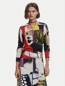 Desigual Sweter Collagelacro 25SWJF27 Kolorowy Regular Fit. Swetry klasyczne Desigual, m, z wiskozy, bez kołnierzyka. Za 219,99 zł.