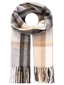 Zwillingsherz Szal w kolorze beżowo-brązowo-szarym rozmiar: onesize. Brązowe szaliki Zwillingsherz, bez wzorów, z materiału. Za 121,80 zł.