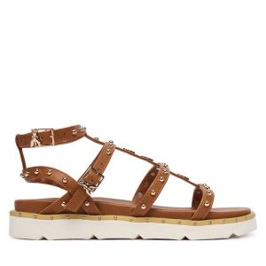 Sandały Patrizia Pepe. Brązowe sandały Patrizia Pepe, bez wzorów, bez obcasa, na płaskiej podeszwie, bez zapięcia. Za 489,99 zł.