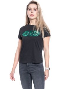DAMSKI T-SHIRT WRANGLER SS GRAPHIC TEE FADED BLACK W7Z4EVXV6 112132172. Czarne t-shirty Wrangler, xs, bez wzorów, bez kołnierzyka, bez ramiączek. Za 69,99 zł.