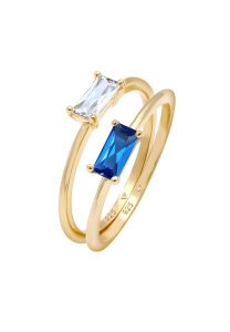 Elli PREMIUM Set Zirkonia Synthetischer Saphir 925 vergoldet Pierścionki 1 ct Damski. Pierścionki Elli PREMIUM, z cyrkonią, srebrne. Za 293,99 zł.