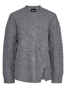 Pieces Sweter w kolorze szarym rozmiar: L. Szare swetry oversize Pieces, l, bez wzorów, ze splotem, bez ramiączek. Za 118,56 zł.