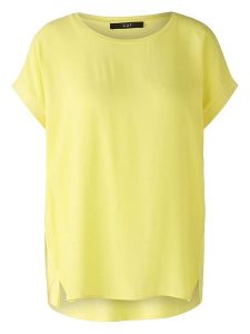 Oui Koszulka w kolorze żółtym rozmiar: 38. Żółte bluzki Oui, bez wzorów, z wiskozy, bez kołnierzyka, bez ramiączek. Za 82,99 zł.