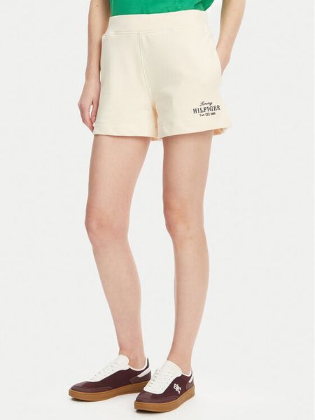 Tommy Hilfiger Szorty sportowe WW0WW45518 Beżowy Regular Fit. Brązowe spodenki sportowe TOMMY HILFIGER, s, bez wzorów, z bawełny. Za 199,99 zł.