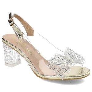 Złote Sandały S.Barski Eleganckie Buty Na Obcasie. Żółte sandały S.BARSKI, bez wzorów, bez obcasa, na obcasie, bez zapięcia. Za 139,00 zł.