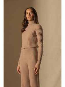 Perfect Cashmere Kaszmirowy golf "Craigton" w kolorze jasnobrązowym rozmiar: M. Brązowe golfy Perfect Cashmere, bez wzorów, z kaszmiru. Za 276,71 zł.