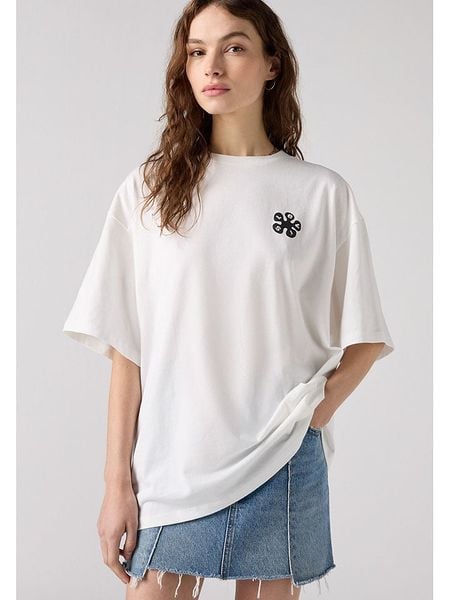 Levi's Koszulka w kolorze białym ze wzorem rozmiar: S. Białe bluzki Levi's®, s, bez wzorów, z bawełny, bez kołnierzyka, bez ramiączek. Za 104,64 zł.