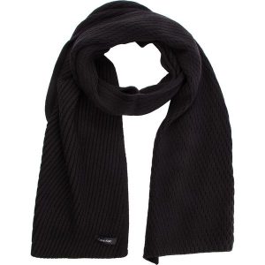 Szal CALVIN KLEIN - Diagonal Rib Scarf K60K604707 001. Czarne szaliki marki Calvin Klein, z bawełny. Za 279,00 zł.