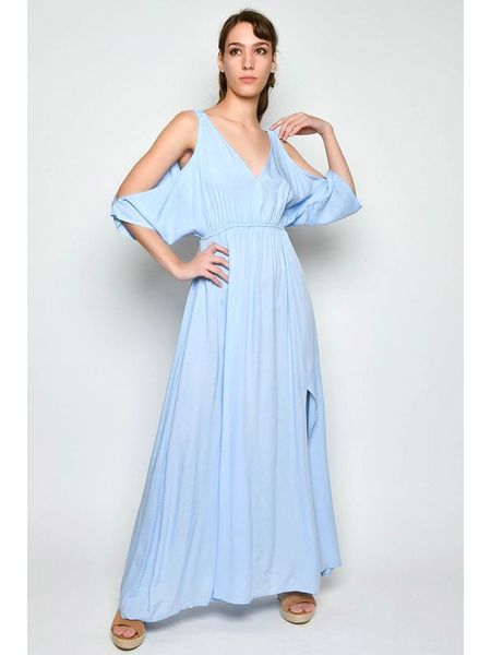 H.H.G. Sukienka w kolorze błękitnym rozmiar: XL. Niebieskie sukienki H.H.G., xl, bez wzorów, z wiskozy, bez kołnierzyka, bez ramiączek, maxi. Za 83,62 zł.