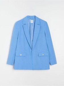 Marynarka - niebieski. Niebieskie marynarki i żakiety Sinsay, l, bez wzorów. Za 59,99 zł.