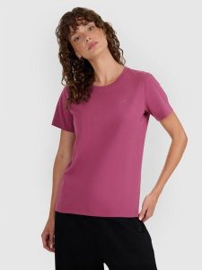 4F T-shirt regular gładki damski - czerwony S. Czerwone t-shirty 4f, s, bez wzorów, z bawełny, bez kołnierzyka, bez ramiączek. Za 49,99 zł.