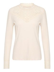 Cream Koszulka w kolorze kremowym rozmiar: M. Brązowe bluzki Cream, m, bez wzorów, z koronki, bez kołnierzyka, bez ramiączek. Za 131,43 zł.