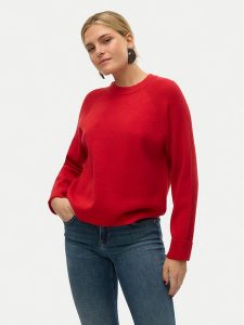 Vero Moda Sweter Gold 10315516 Czerwony Regular Fit. Czerwone swetry klasyczne Vero Moda, s, z syntetyku, bez kołnierzyka. Za 89,99 zł.