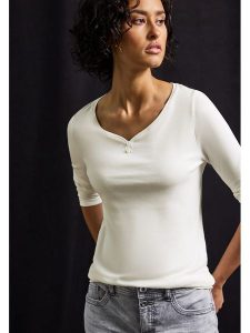 Cecil Koszulka w kolorze kremowym rozmiar: 42. Brązowe bluzki Cecil, bez wzorów, bez kołnierzyka, bez ramiączek. Za 74,28 zł.