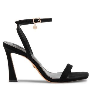 Sandały Nine West. Czarne sandały Nine West, bez wzorów, bez obcasa, na słupku, bez zapięcia. Za 229,99 zł.