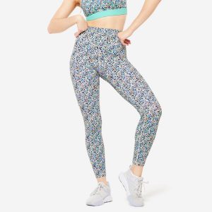 Legginsy fitness damskie Domyos. Legginsy DOMYOS, bez wzorów, z elastanu, z podwyższonym stanem. W wyprzedaży za 49,99 zł.