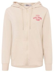 Zwillingsherz Bluza "Feel Good Club" w kolorze beżowym rozmiar: L/XL. Brązowe bluzy Zwillingsherz, l, bez wzorów, z bawełny, bez kaptura. Za 130,99 zł.