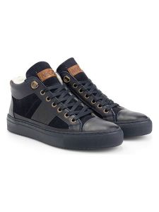 NoGRZ Skórzane sneakersy "P.daCortona" w kolorze granatowym rozmiar: 36. Niebieskie trampki NoGRZ, bez wzorów, z wełny, za kostkę, bez zapięcia. Za 121,80 zł.