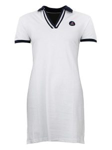 Peak Mountain Sukienka polo w kolorze białym rozmiar: XL. Białe sukienki Peak Mountain, na co dzień, xl, bez wzorów, bez kołnierzyka, bez ramiączek, mini, proste. Za 105,88 zł.