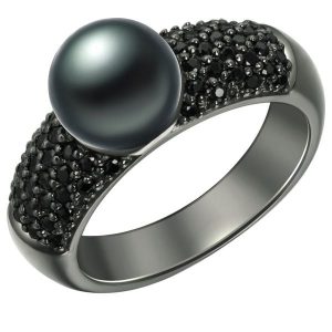 Valero Pearls Pierścionek z perłą srebro wysokiej próby Cyrkonia Perła hodowlana słodkowodna czarny Pierścionki 1 ct Damski. Czarne pierścionki Valero Pearls, z cyrkonią, srebrne. Za 299,99 zł.
