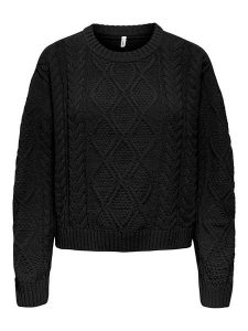 ONLY Sweter w kolorze czarnym rozmiar: M. Czarne swetry oversize ONLY, m, bez wzorów, ze splotem, bez ramiączek. Za 114,17 zł.