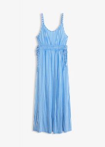 Sukienka plażowa z lejącej wiskozy. Niebieskie sukienki bonprix, na plażę, bez wzorów, z wiskozy, bez kołnierzyka, bez ramiączek, maxi. Za 109,99 zł.
