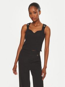 Rinascimento Top CFC0120598003 Czarny Slim Fit. Czarne topy Rinascimento, l, bez wzorów, z syntetyku, bez kołnierzyka, bez ramiączek. Za 199,99 zł.