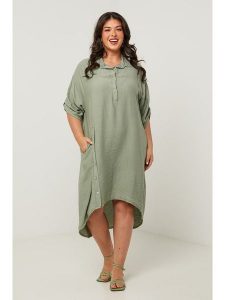 Curvy Lady Sukienka w kolorze khaki rozmiar: 40/42. Brązowe sukienki Curvy Lady, bez wzorów, klasyczne, bez kołnierzyka, bez ramiączek, midi. Za 153,71 zł.