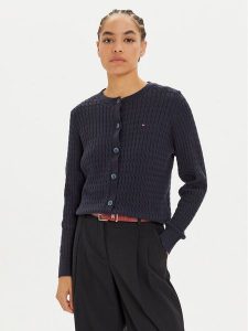 Tommy Hilfiger Kardigan WW0WW43329 Granatowy Regular Fit. Niebieskie kardigany TOMMY HILFIGER, z bawełny. Za 525,99 zł.