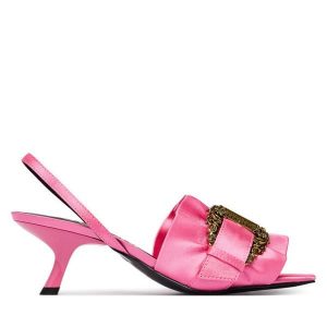 Sandały Versace Jeans Couture. Czerwone sandały Versace Jeans Couture, bez wzorów, z jeansu, bez obcasa, na szpilce, bez zapięcia. Za 563,99 zł.