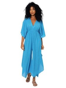 Aller Simplement Kombinezon w kolorze niebieskim rozmiar: 34-40. Niebieskie kombinezony Aller Simplement, bez wzorów, z bawełny, bez kołnierzyka, bez ramiączek. Za 86,99 zł.