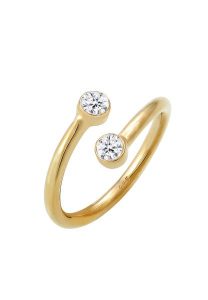 Elli Damski błyszczący zawinięty otwarty z kryształami w pozłacanym srebrze 925 sterling silver Pierścionki 1 ct. Szare pierścionki Elli, pozłacane. Za 241,39 zł.