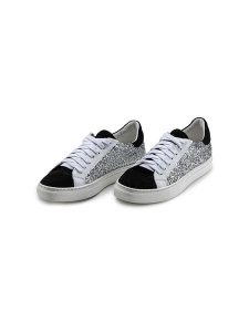Anna Morellini Skórzane sneakersy "Gisara" w kolorze srebrno-biało-czarnym rozmiar: 40. Białe trampki Anna Morellini, bez wzorów, bez zapięcia. Za 346,99 zł.