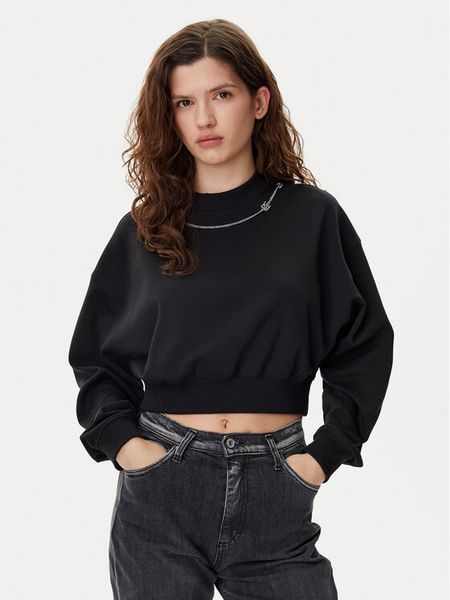 HUGO Bluza Dewita 50530446 Czarny Oversize. Czarne bluzy Hugo, l, bez wzorów, z bawełny, bez kaptura. Za 319,99 zł.